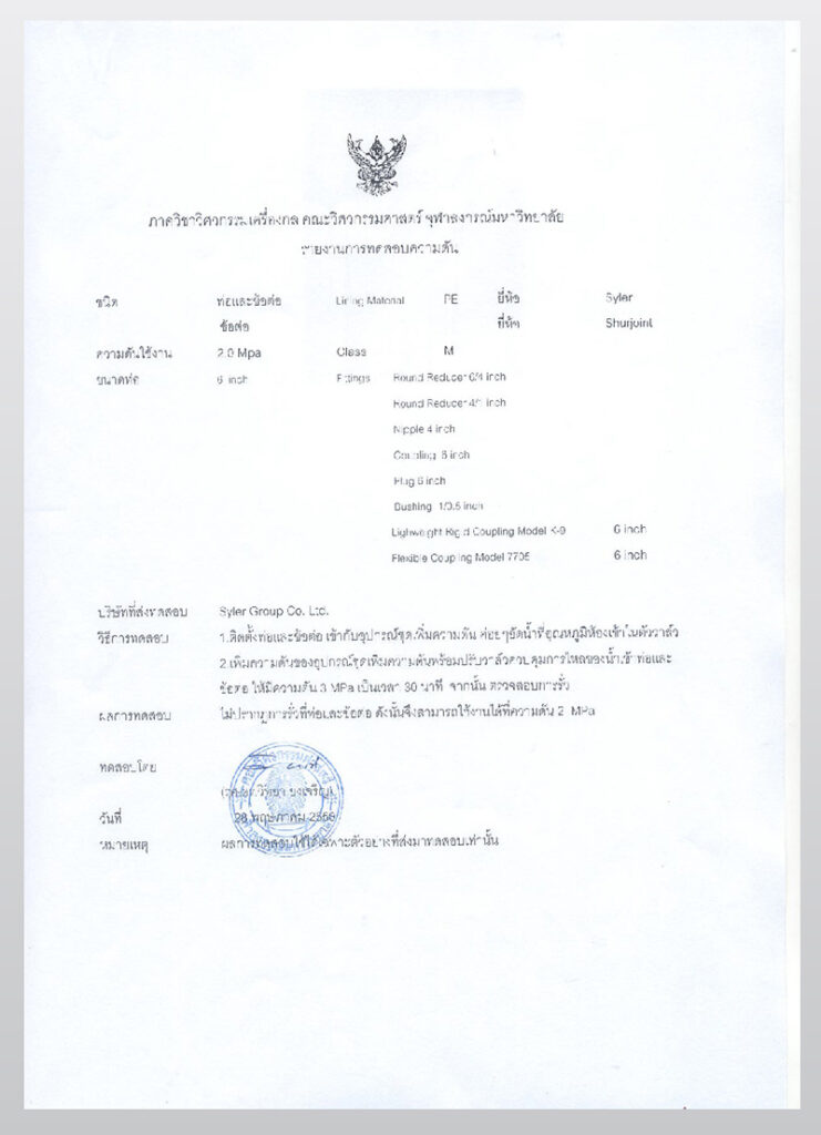 Certificated by Thai Institution